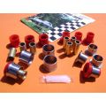 PU Bushings front with Sleeves, Opel GT, Kadett B red